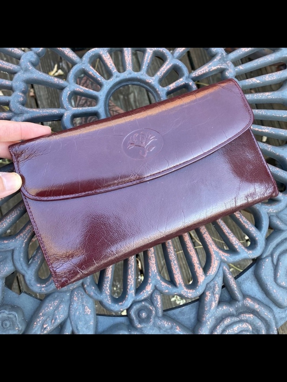 Vintage BUXTON Aniline Goatskin Burgundy Dark Red Wallet